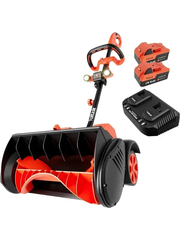 48V | 16-Inch | 4-Ah Cordless Rechargeable Snow Blower, (Includes 2 * 24V Batteries and Dual Rapid Chargers)