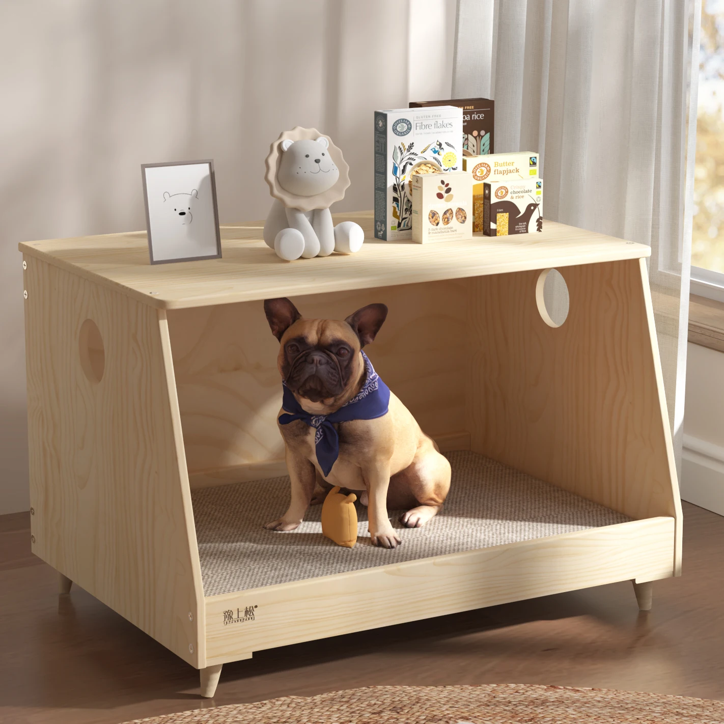 

Solid wood dog house Small dog house Luxury villa Wooden bedside pet bed Moisture-proof in all seasons