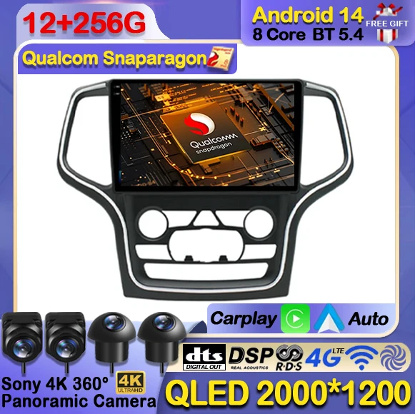 

Android 14 Car Radio For Jeep Grand Cherokee WK2 2014 - 2022 Navi GPS Multimedia Video Player Auto Carplay 4G LTE 5G WIFI QLED