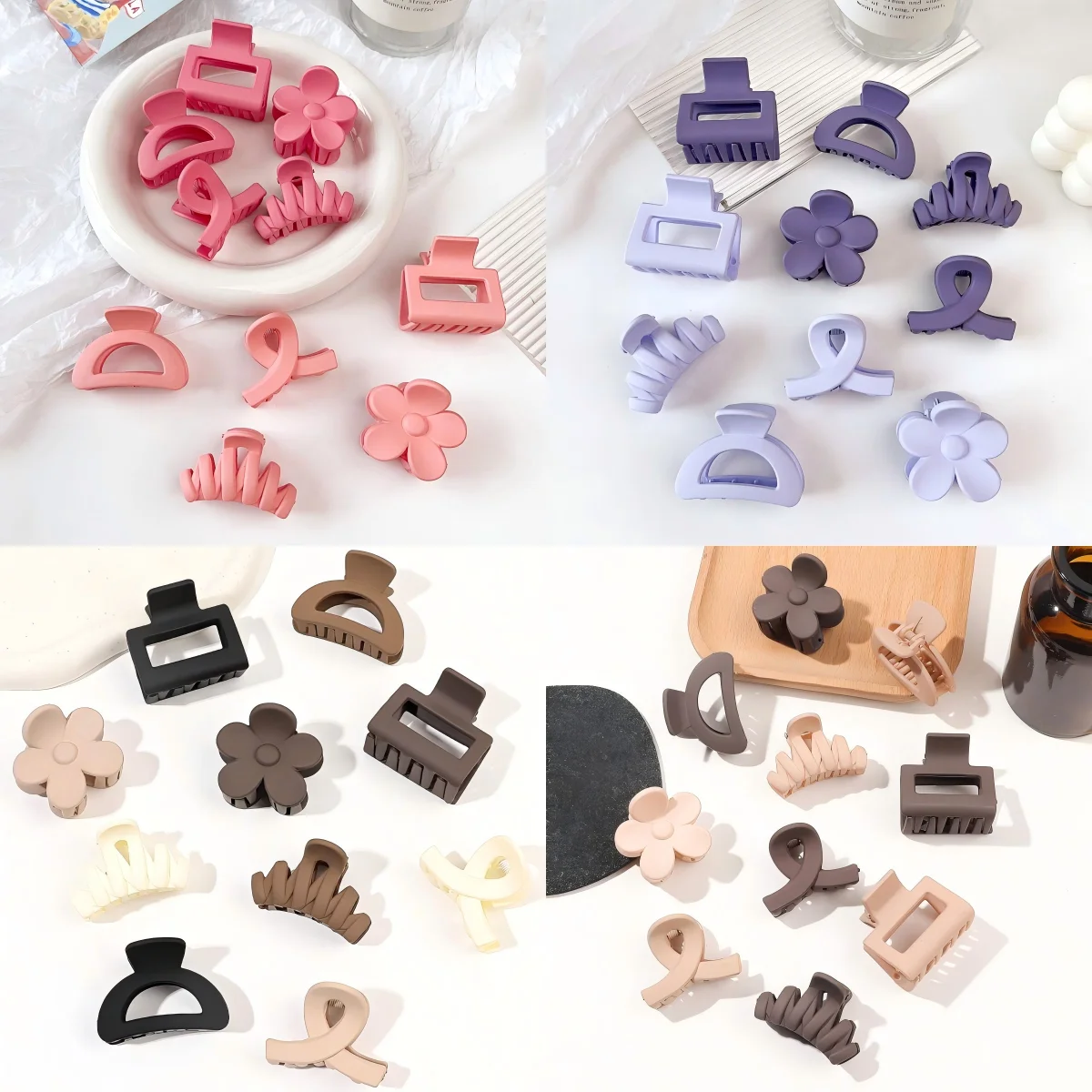 10 szt. Wielokolorowe małe spinki do włosów, urocze spinki w kształcie kwiatków, antypoślizgowe klipsy typu jaw, 5 stylów spinek bananowych, akcesoria do włosów dla kobiet i dziewcząt.