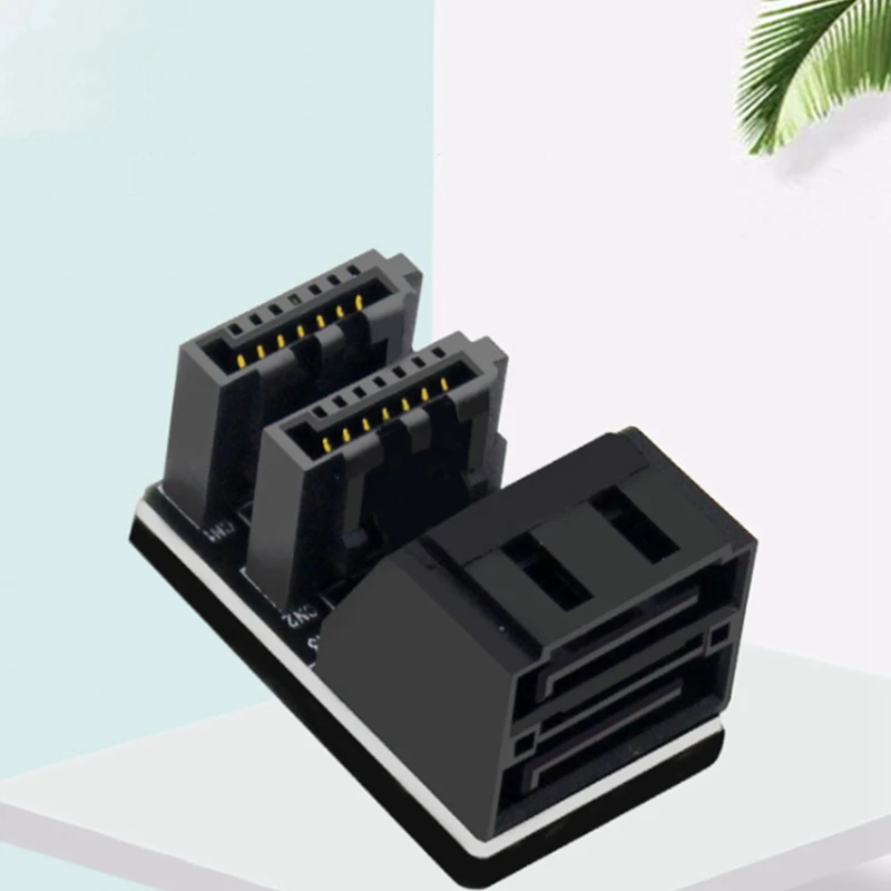 6 pçs duplo sata 7pin fêmea para duplo 7pin macho adaptador angular de 90 graus mainboard sata adaptador para desktops ssd hdd