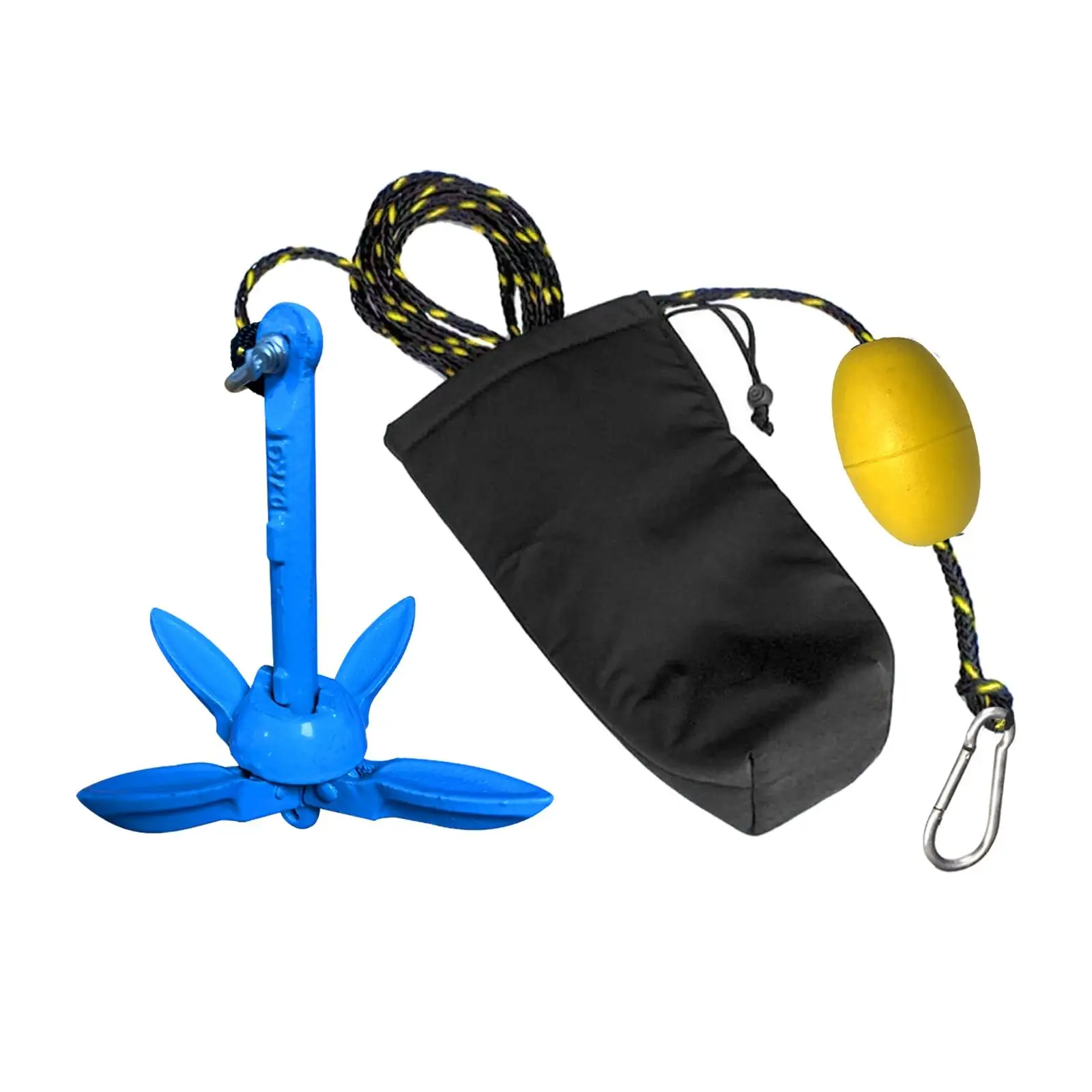 Complete Grapnel Anchor Kit 3.3lb Small Watercraft Anchor Buoy Kit Kayaks Blue 4 Claw Folding Anchor Fishing Marine Small Boats