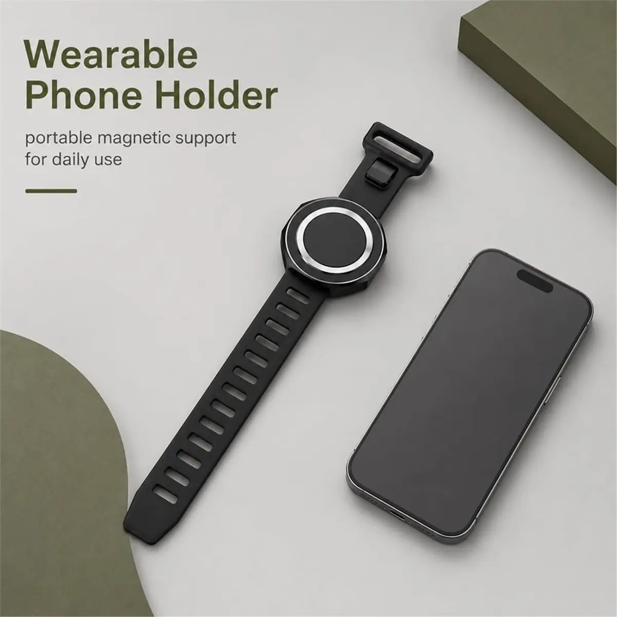 Magnetic Phone Holder for Stroller, Gym, Bike & Golf Cart Mount with Strong Grip Strap Mobile Phone Wrist Strap Holder