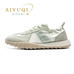 AIYUQI Forrest Gump Shoes Women 2024 Summer New Genuine Leather Casual Ballet Shoes Women Ribbon Moral Training Shoes Women