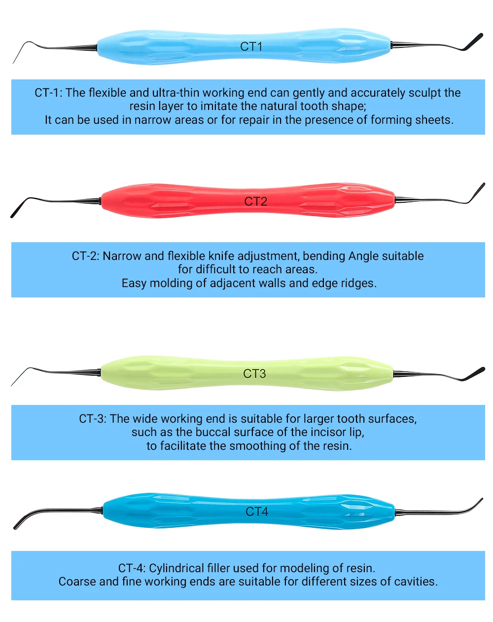 AZDENT Dental Resin Filler gefüllt restauratives Instrument ästhetische Restaurierung Messer Sterilisation Zahnmedizin Werkzeuge autoklavierbar – Detail 6
