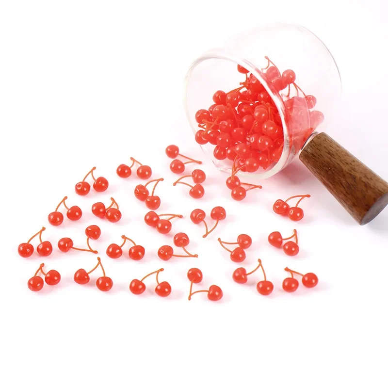 

10pcs Mini Cherry Siamese Fruit Cherry Fruit Artificial Hand Diy Kitchen Scene Miniature Simulation Food Play Home Decor Toys