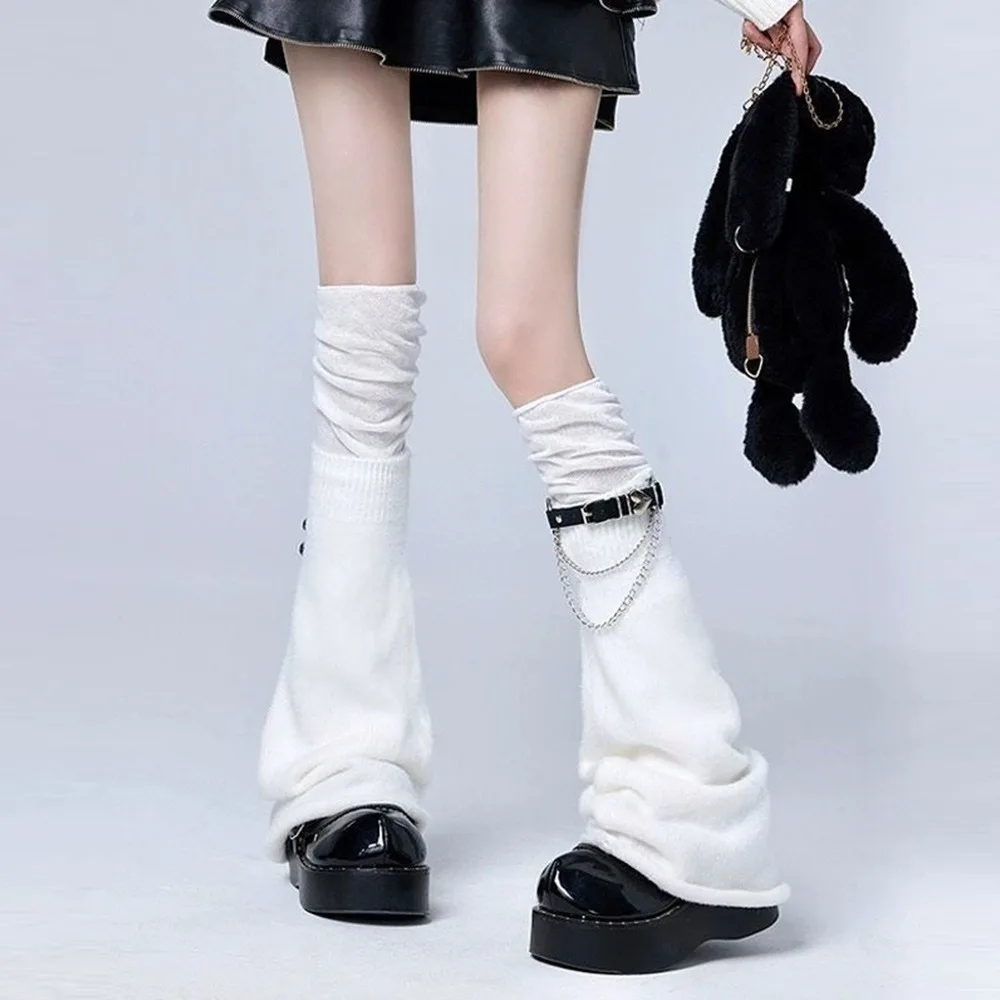 

Новые длинные кружевные гетры с расклешенным дизайном, сохраняющие тепло, высокие носки до бедра, носки Y2k с кружевной отделкой, японский стиль