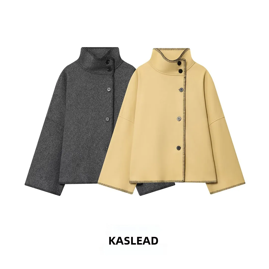 

Faionable Свободная верхняя одежда с высоким воротником и длинным светом для женщин Sli Универсальное осеннее сезонное женское пальто из полиэфирного волокна