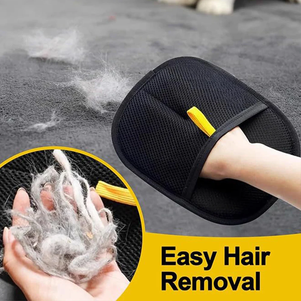 10-1PCS Dog and Cat Deshedding Glove Gentle Pet Hair Remover Easy Grooming Tool Dog Hair Shedding Brush Black Color view 2