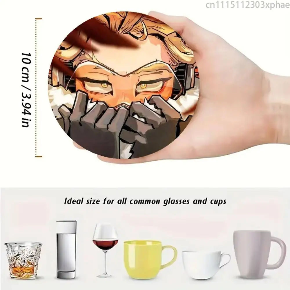 MHA Hawks Keigo Takami Wooden Coaster Set, A Must-Have For Holiday Parties, Suitable For Bars, Offices , Size 10cm X 10cm