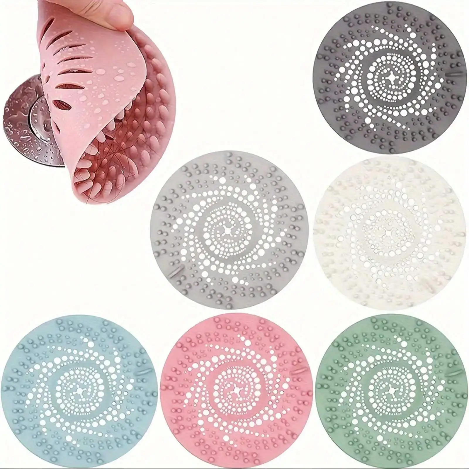 

1pc Hair Catcher Shower Drain Covers Protector, Silicone Bathtub Hair Stopper, Drain Mat, Shower & Tub Drain Protector, Easy To Install And Clean Suit For Bathroom Tub Shower And Sink Home Bathroom Decor Fall Decor Back To School