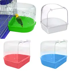 Hanging Pet Bird Shower Box Transparent Parrot Bathing Tub Bathtub Bird Feeding Box Canary Budgerigar Cockatiel Bird Cages Nest