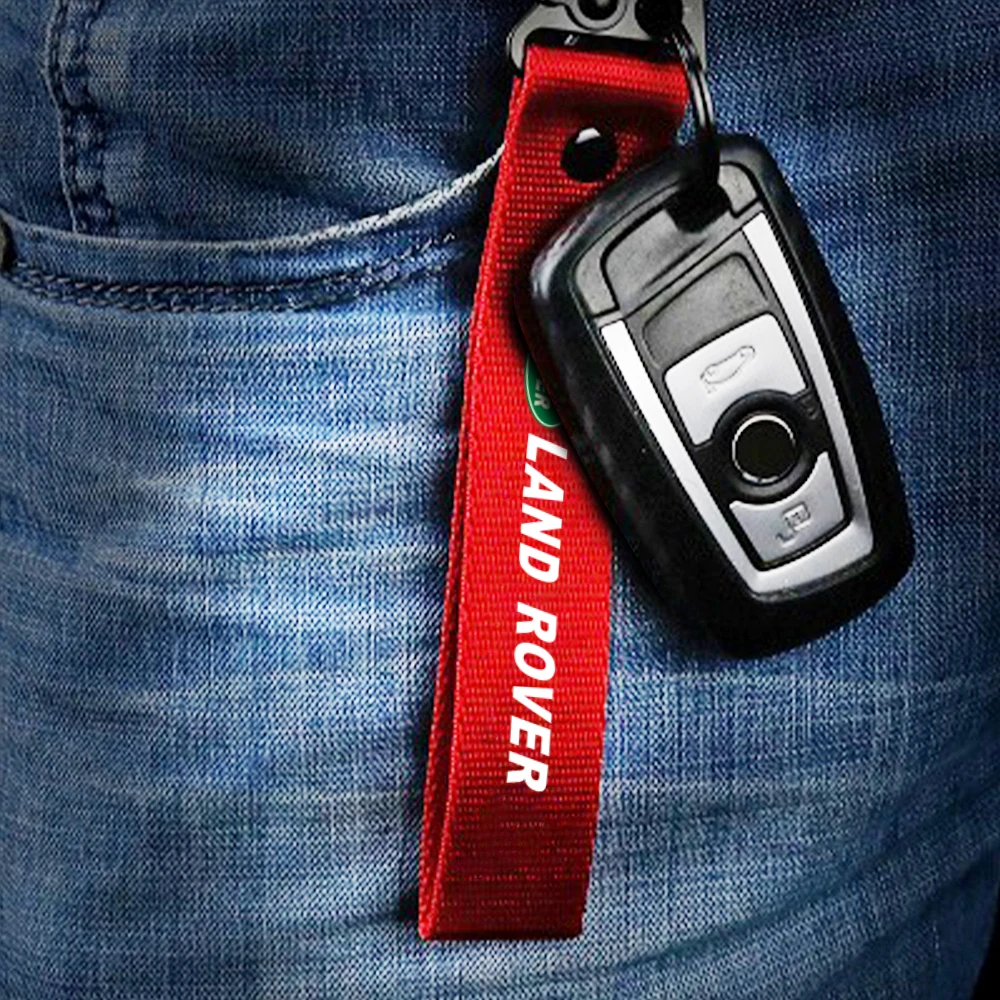 Car Nylon Keychain Key Ring Auto Decoration Accessories For Land Rover L494 RANGE Sport Grille Emblem Vogue L40 SVR Accessories