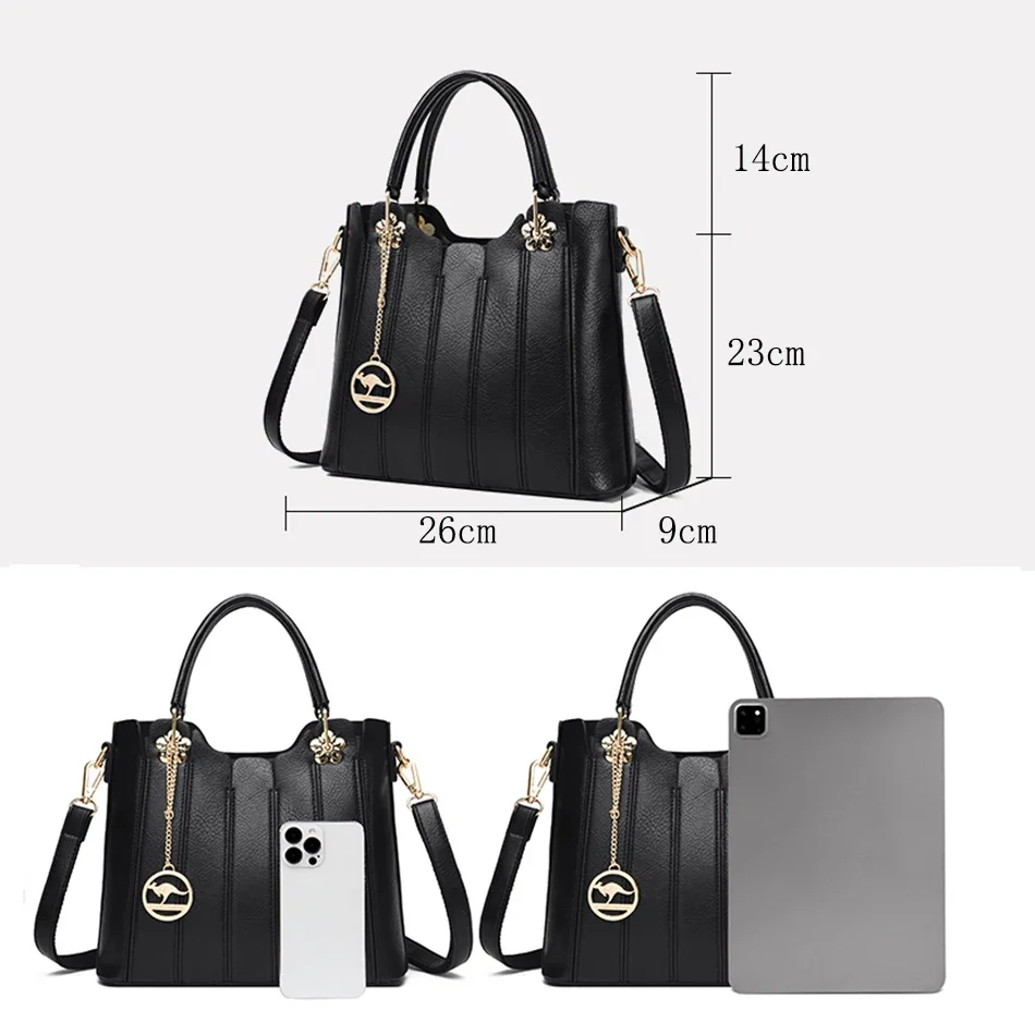 Genuine Brand 3 Layers Large Capacity Tote Bag Luxury High Quality Leather Handbags Shoulder Crossbody Bags for Women New 2024