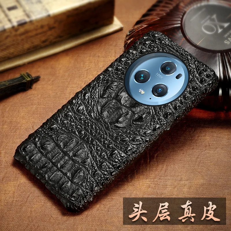 New Veneer Genuine Leather Luxury 3d Crocodile Head Phone Case For Honor Magic 5 4 3 Magic5 Magic4 Magic3 Pro Cover Cases