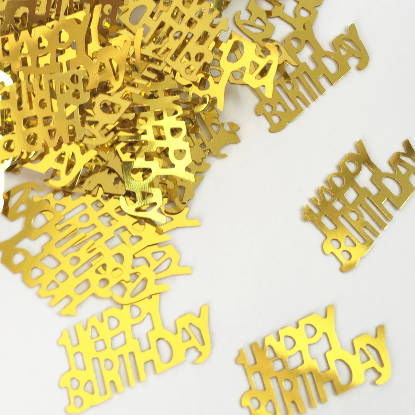 50g Gold Golden GLITZ  HAPPY BIRHTDAY Foil Sprinkles METALLIC CONFETTI Adults Twins birthday party table decoration kits