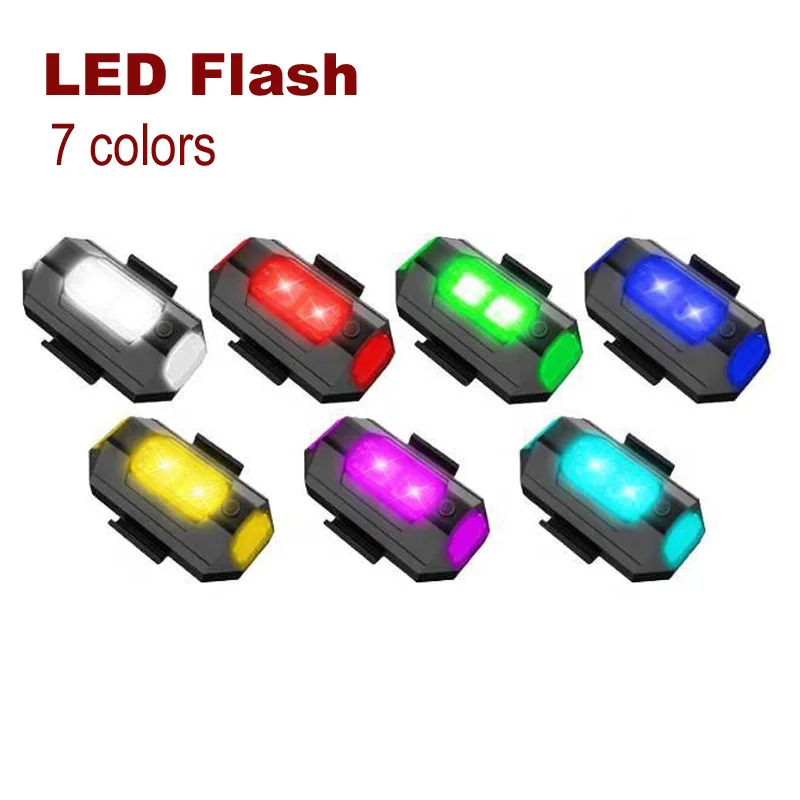 High quality Led Aircraft Strobe Light Motorcycle Anti-collision Warning Light with USB Charging 7 Colors Signal Indicator 5pcs