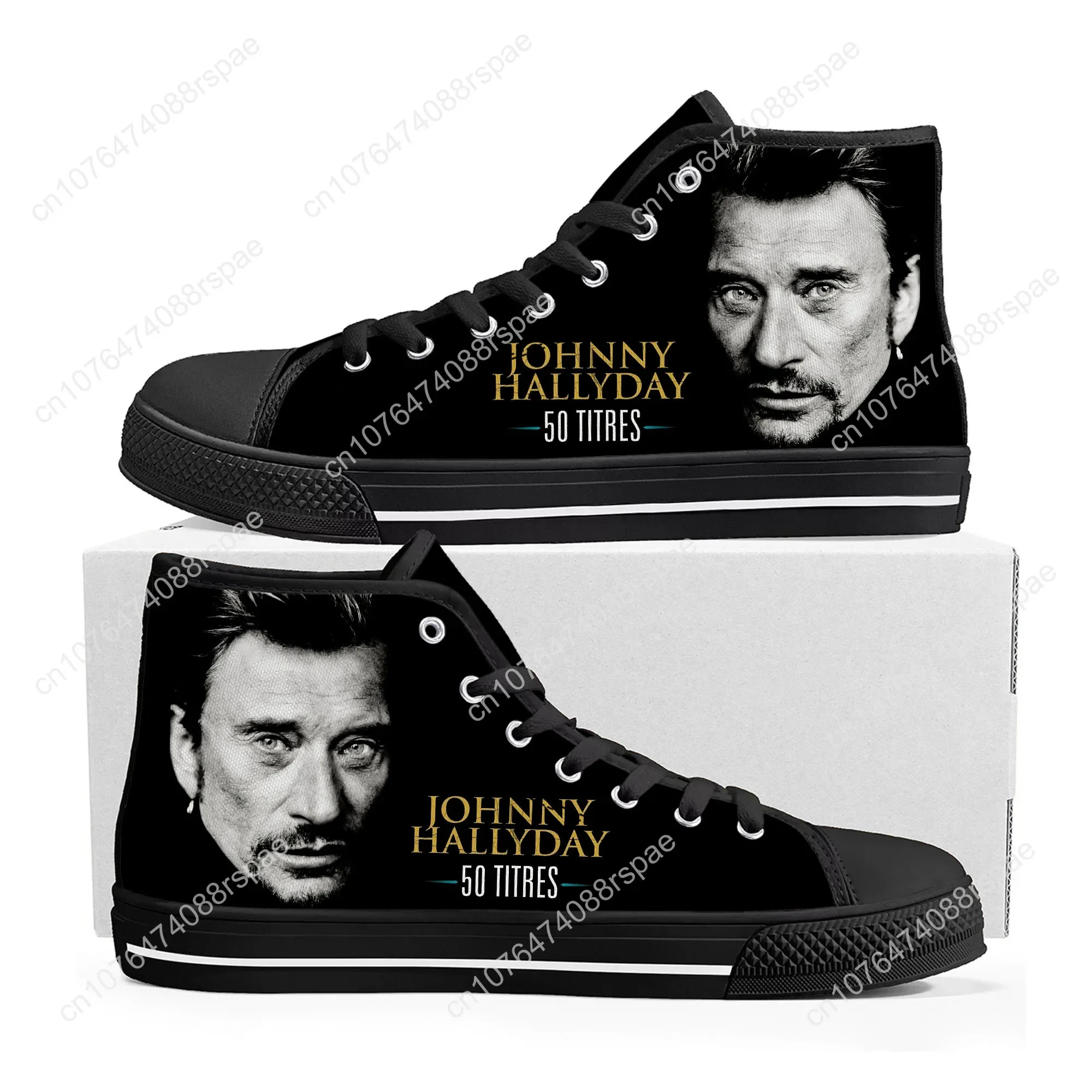 Johnny Hallyday Rock Singer High Top Sneakers Mens Womens Teenager High Quality Canvas Sneaker Casual Couple Shoes Custom Shoe