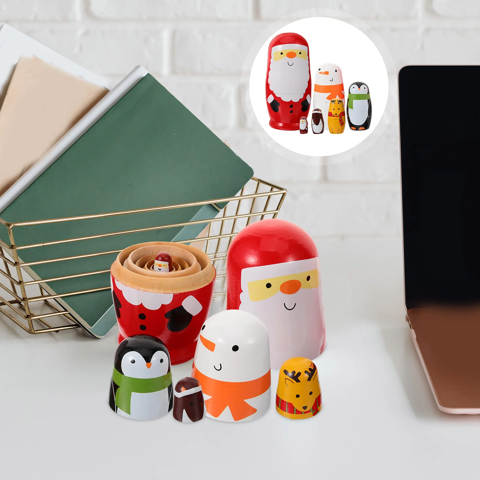 

6 Pcs Matryoshka Child Toy Nativity Nesting Dolls Bamboo Children Toys Russian Stacking