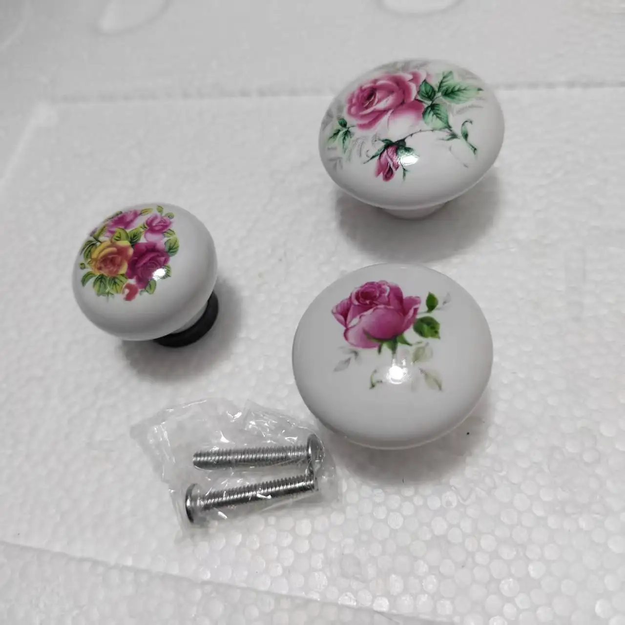 Rural Pastoral Printing Rose Ceramic Drawer Of cabinet Cupboard Bedside Table Dressing Wardrobe Furniture Door Knob Handle Pull