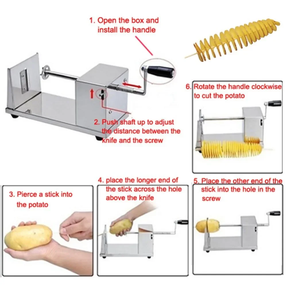 Manual Tornado Potatoes Machine Spiral Potato Slicer Chips Cutter