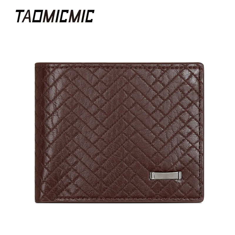 محفظة رجالية كاجوال محبوكة قصيرة ذات سعة كبيرة وفتحة عملة عتيقة وحامل بطاقات للعملات المعدنية بتصميم إبداعي من الجلد العصري