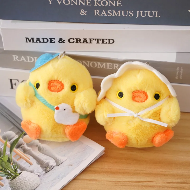 Cute Chick Plush Toy Pendant Mini Headscarf Hat Yellow Chicken Doll Bag Keychain Doll Juguetes De Peluche Пушистые Игрушки 털장난감