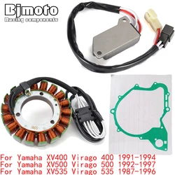 Engine Stator Coil+Voltage Regulator rectifier For Yamaha XV400 XV500 XV535 Virago 400 500 535 1987-1997 With Gasket XV-400