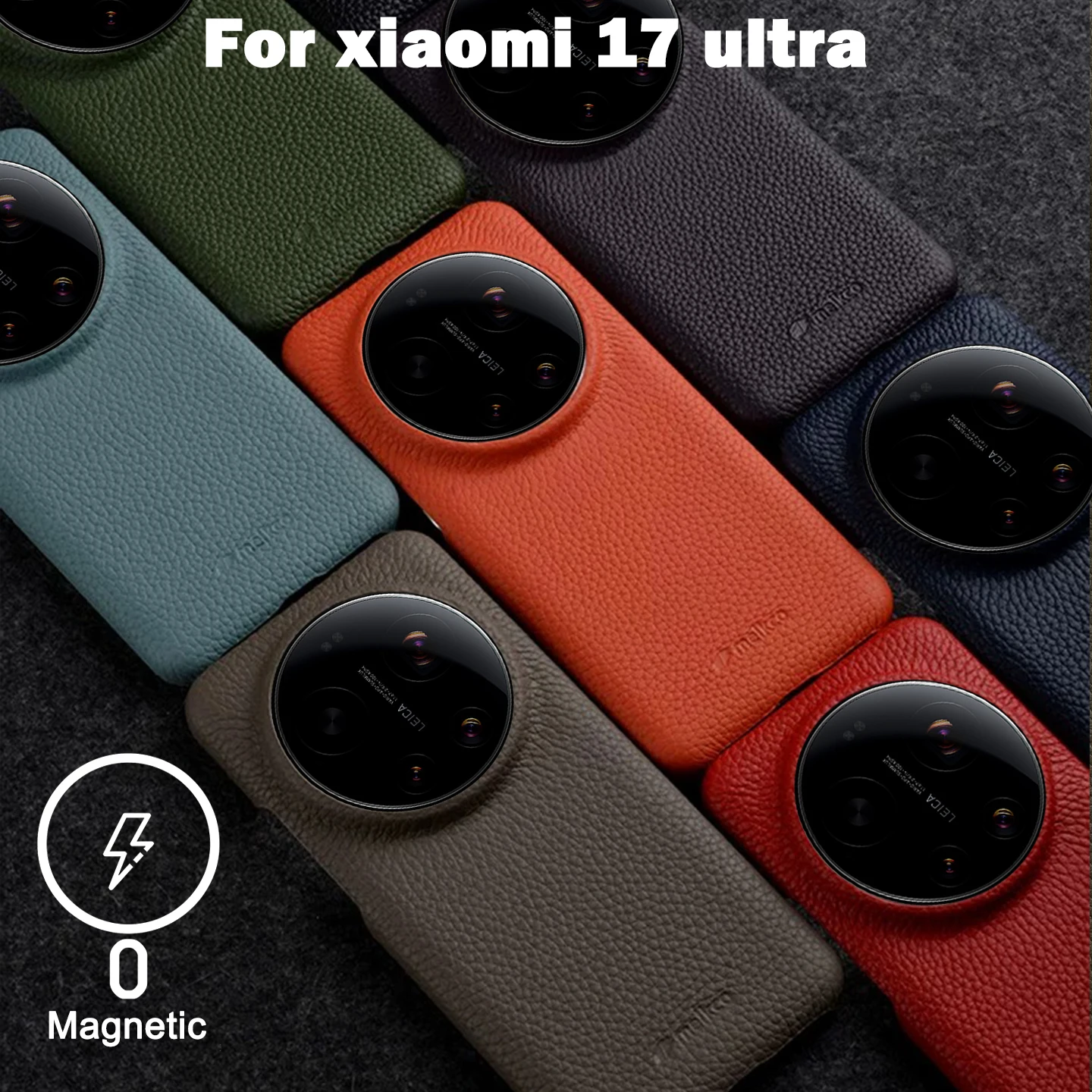 

For Xiaomi 17 Ultra Genuine Leather Magnetic Case with MagSafe Wireless Charging Case Cowhide Business Cover for Xiaomi 17 Ultra