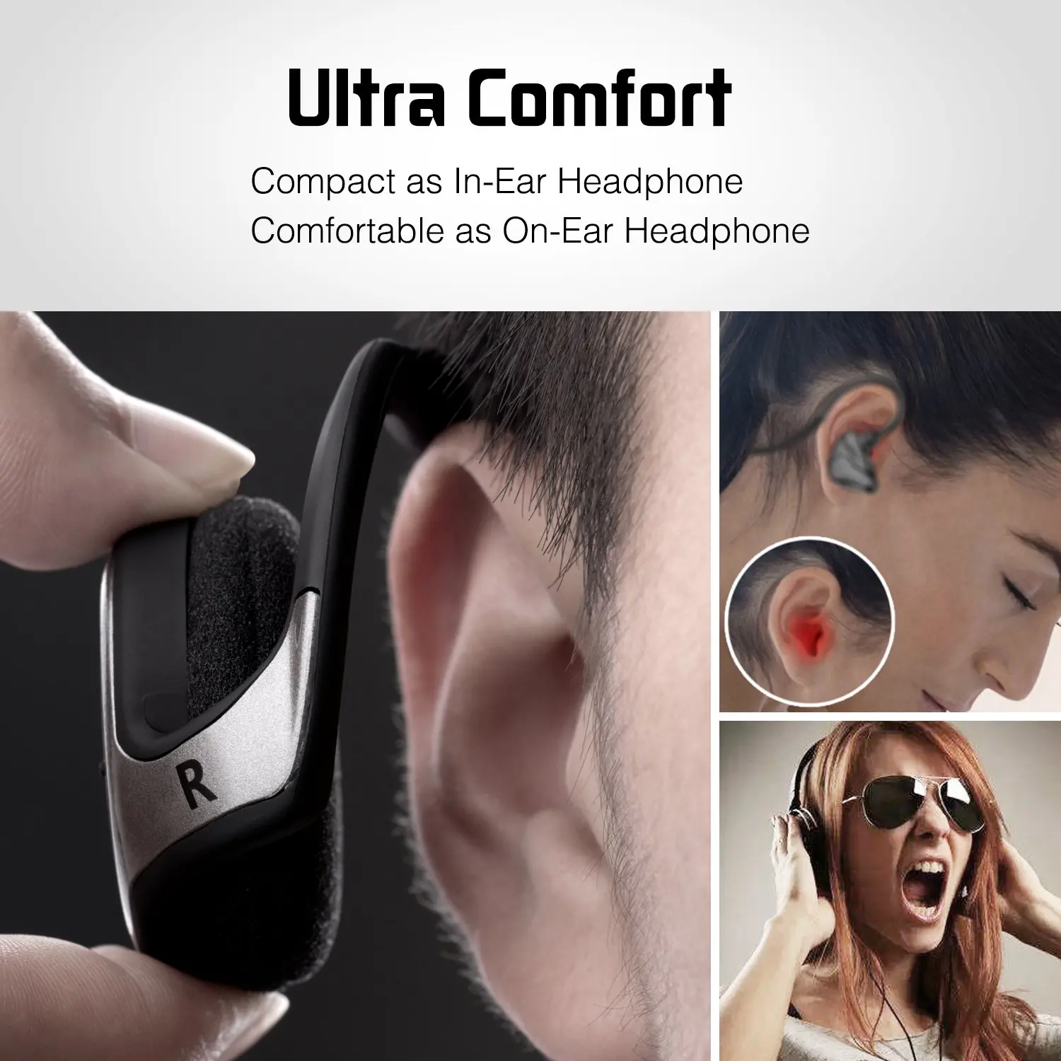 Bluetooth Headphones Wrap Around Head Sports Wireless Headset with Built in Microphone Foldable 12-Hour Playtime Stereo Headsets