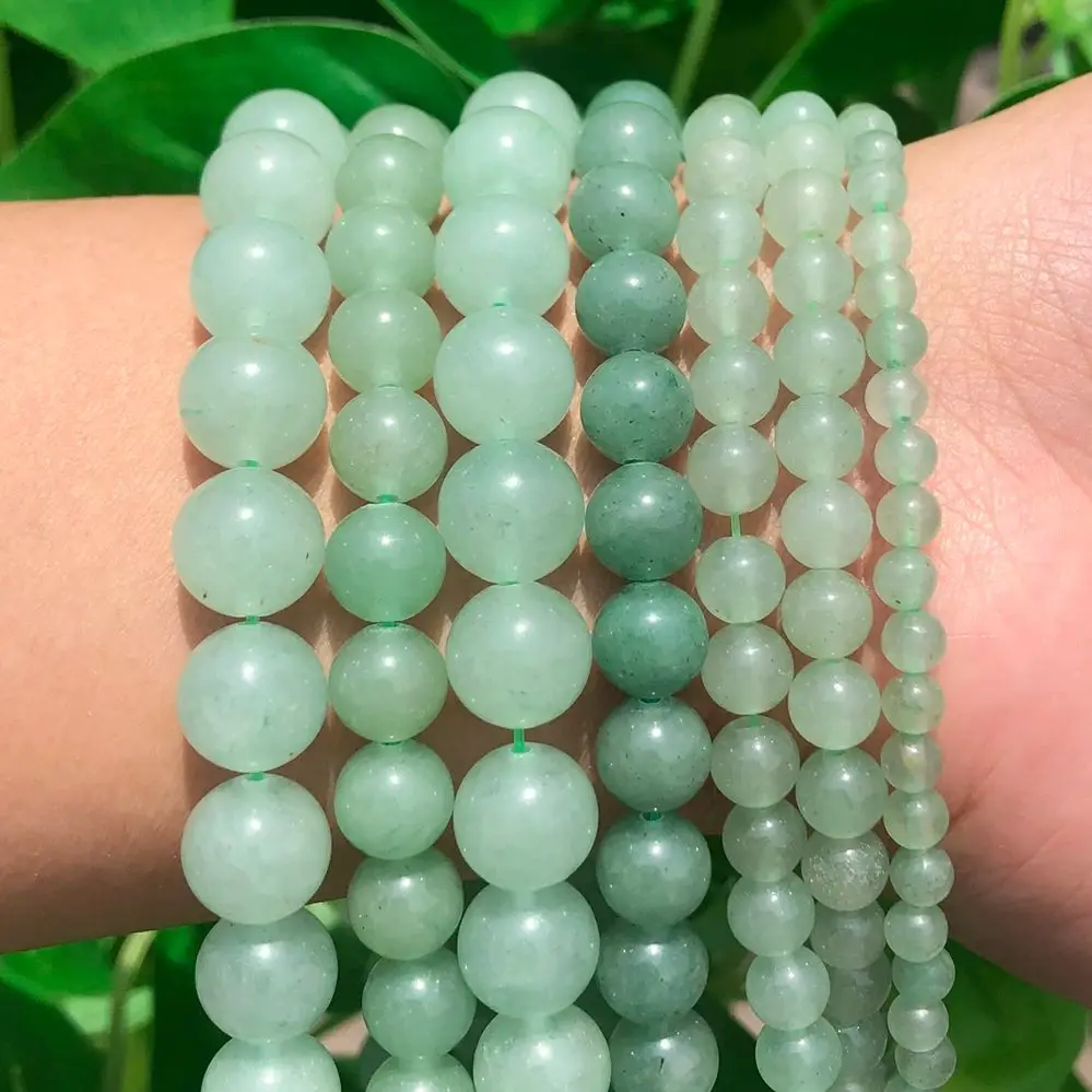 AAA Natural Stone Green Aventurine Jade Bead Round Loose Beads For Jewelry Making DIY Bracelets Necklace 4 6 8 10 12MM 15Inches