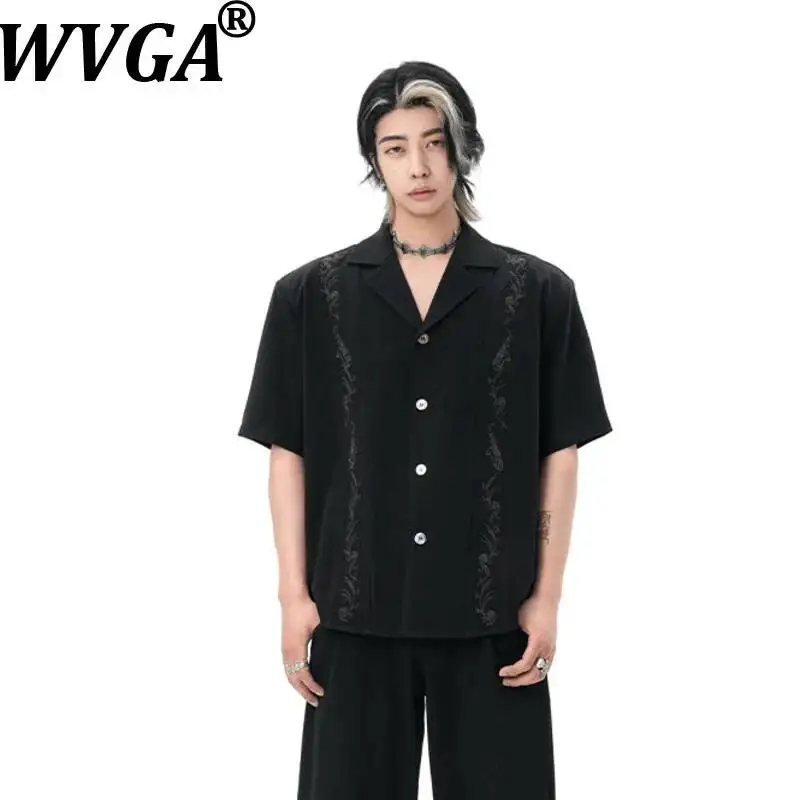 WVGA Summer New Men's Original Cuban Collar Embroidery Trendy High-Quality Short Sleeved Shirt Niche Chic Casual Tops Ins W24744