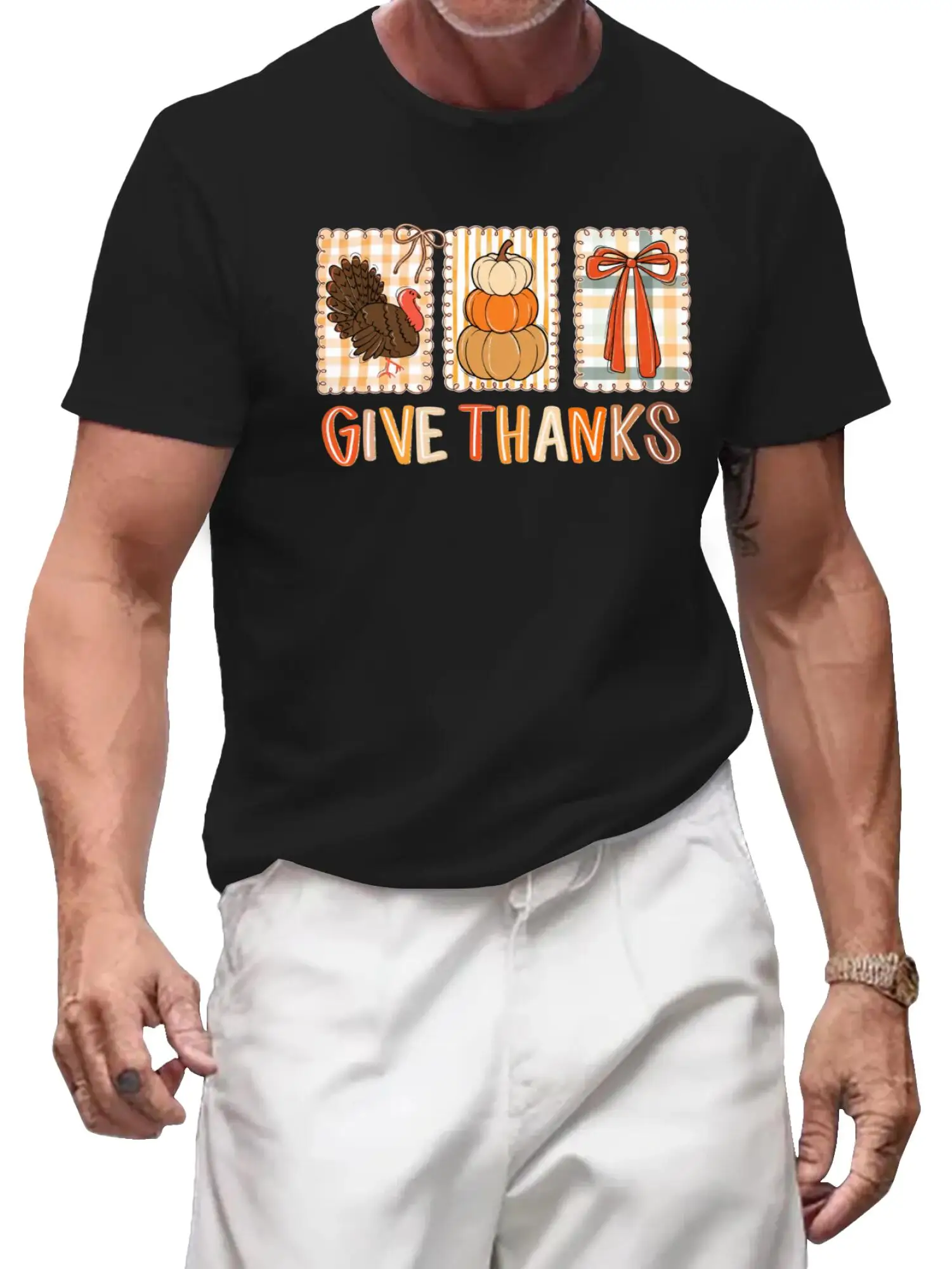 

Give Thanks Thanksgiving Hand Drawn Doodle Whimsical Three Frames Bow Preppy Brush Stroke Fall Retro Trendy Sublimation