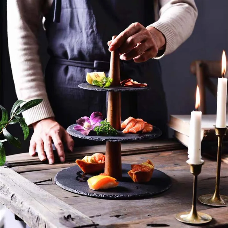 

Hot Selling-Dessert Rock Plate Dessert Plate Fruit Plate Western Restaurant Afternoon Tea Cake Stand,Dessert Rock Plate Dessert