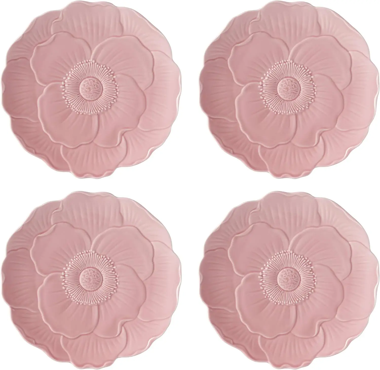 

897768 Butterfly Meadow Floral Accent Plates, Pink, Set of 4