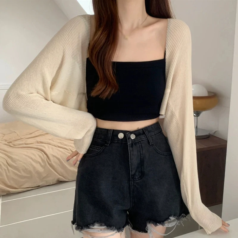 Women Summer Thin Knitted Cardigan Lady Sunscreen Casual Long Sleeved Solid Color Shawl Sun Protection Tops