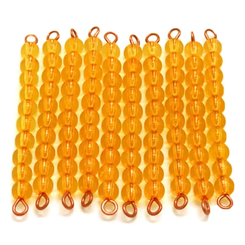 10pcs Montessori Mathamatic วัสดุสิบลูกปัดบาร์เด็กคณิตศาสตร์ของเล่นเพื่อการศึกษา