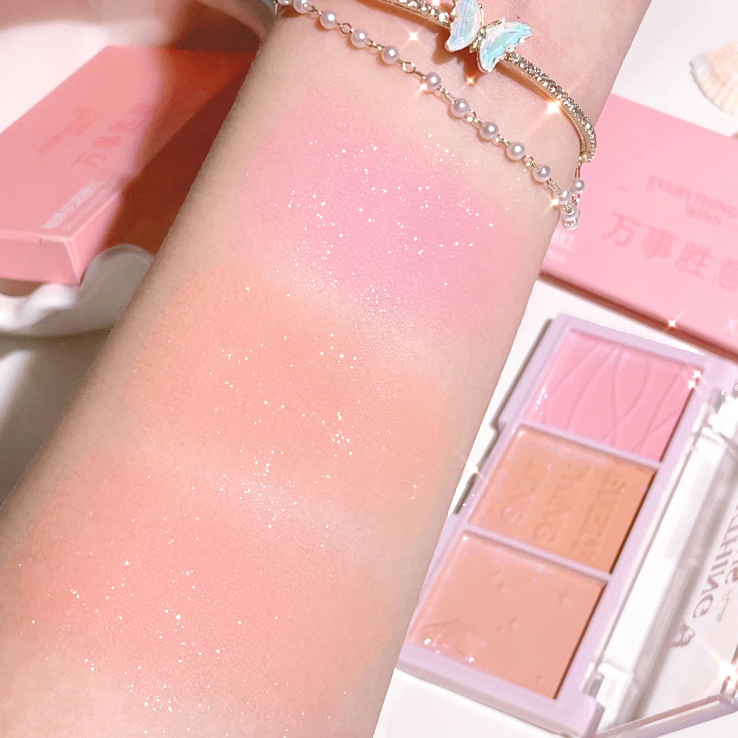 3색 블러쉬 팔레트 누드 메이크업 내추럴 매트 밀크티 오렌지톤 롱래스팅 블러쉬 파우더 크림 팔레트 로즈 펄 매트