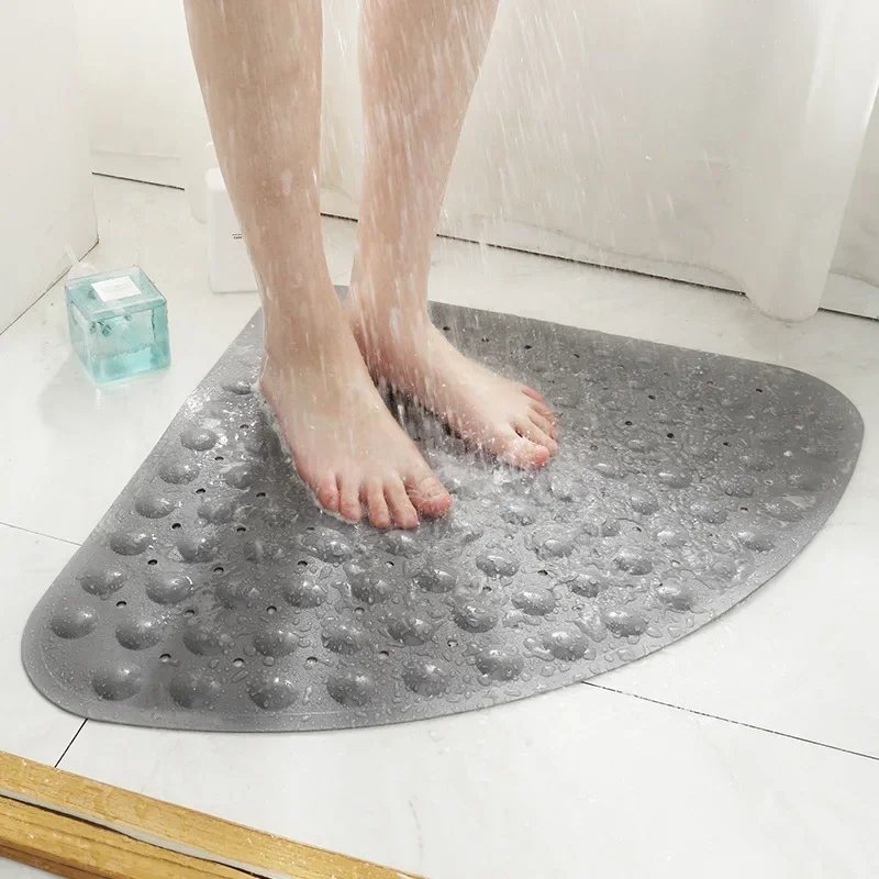 Hotel Toilet Fan-shaped Suction Cup PVC Floor Mat Shower Room Sector Bath Mat Home Bathroom Non-slip  Circle Shower