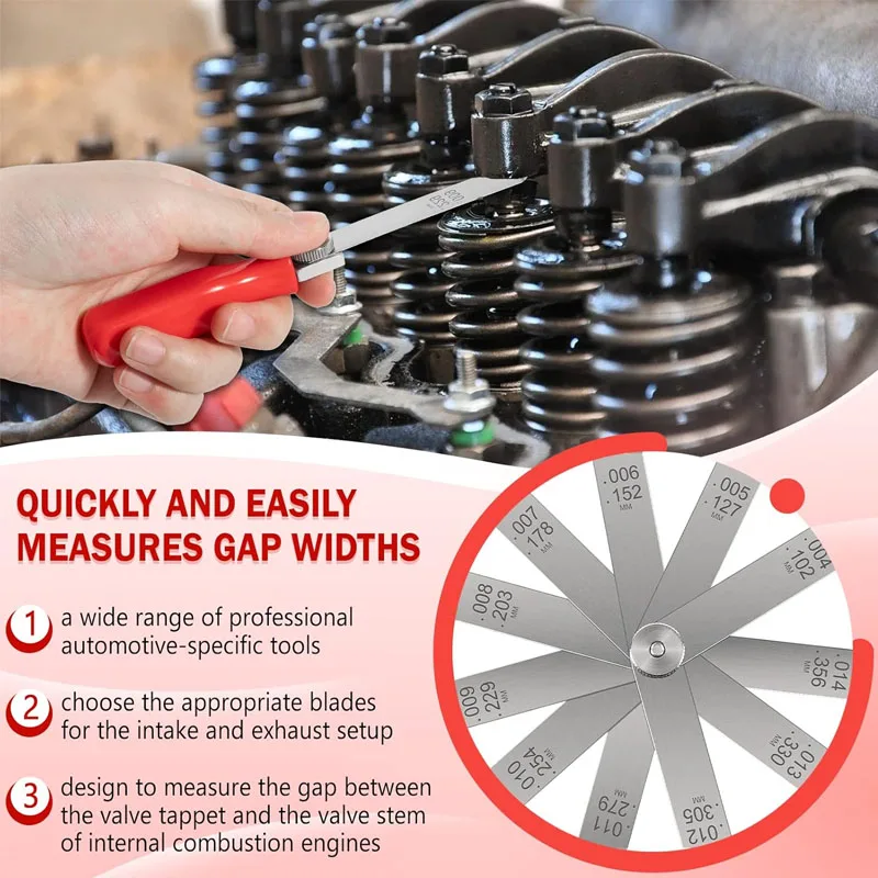 A308 Car Offset Valve Tappet Gauge Set with 2 Red Handles For Automotive-Specific Tools