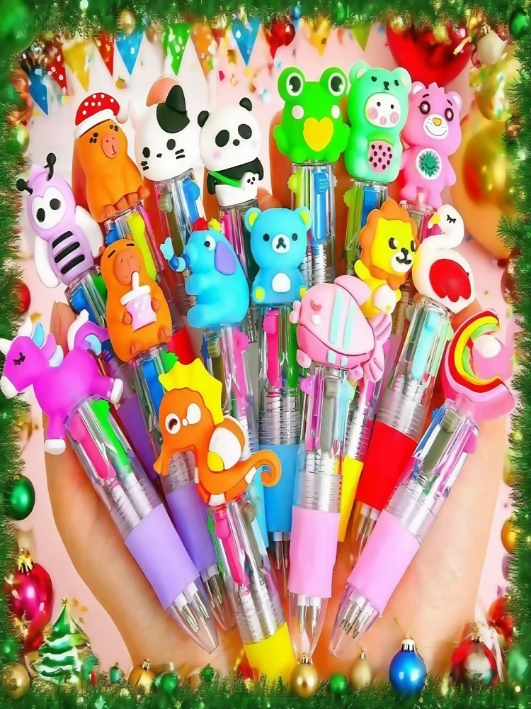 Stylo quatre couleurs de dessin animé mignon, 5 à 30 pièces, pour enfants, anniversaire, maternelle, maison, école, carnaval, noël, cadeaux pour garçons et filles