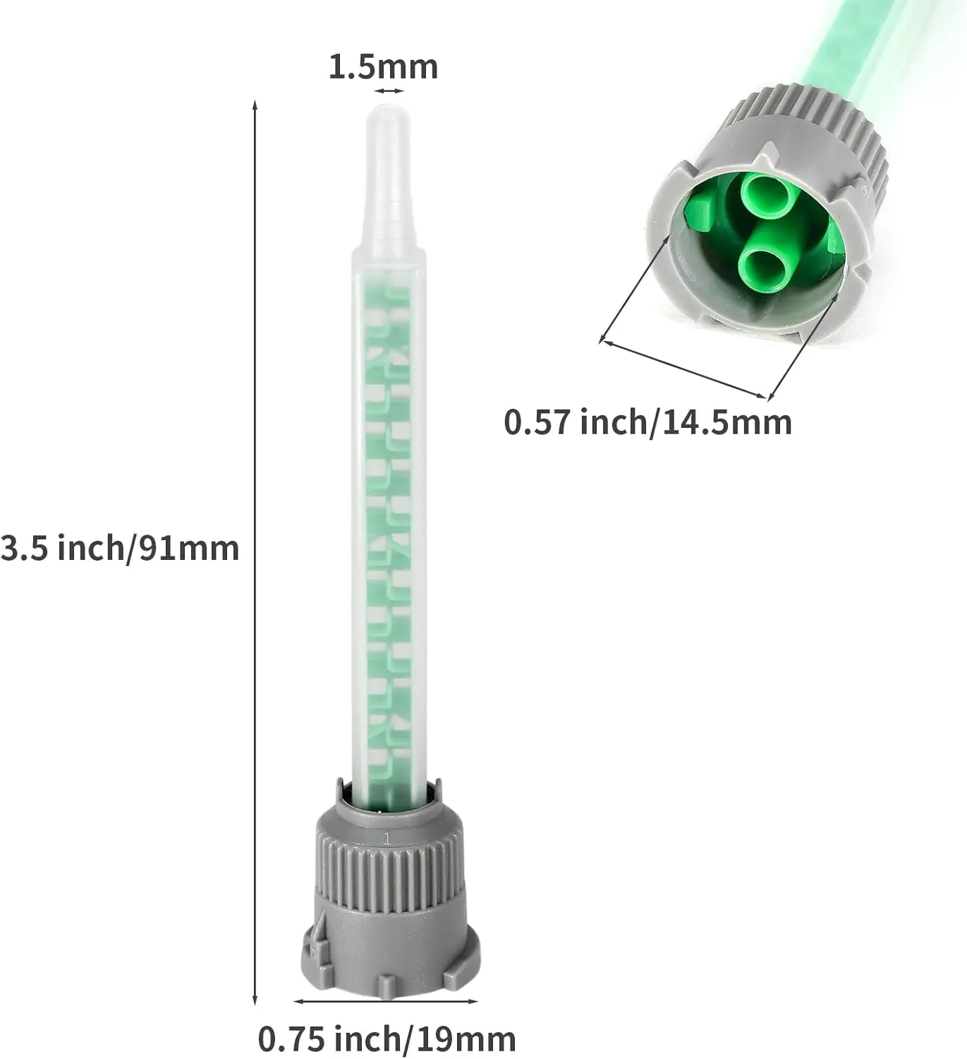 MB05-16L(1:1) AB Green Square Grey Base Mixing Nozzle for 50ml 2nd Adhesive Dual Syringe Cartridge