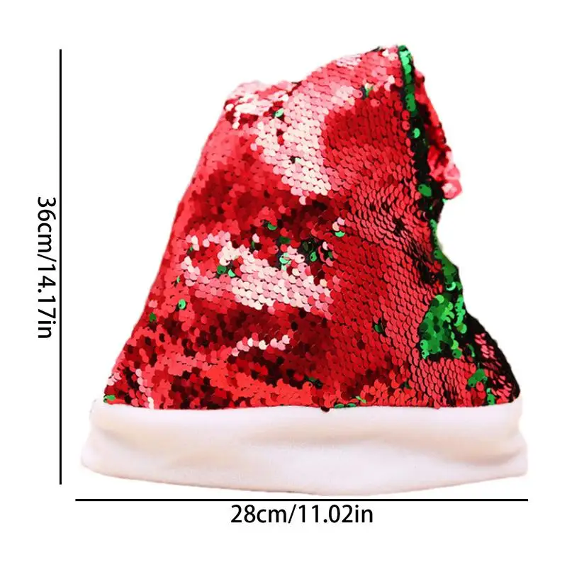 Sparkly Santa Hat Double Side Reversible Sequin Santa Hats Glitter Sparkle Sequin Hats Santa Costume Hat With Shiny Sequins And