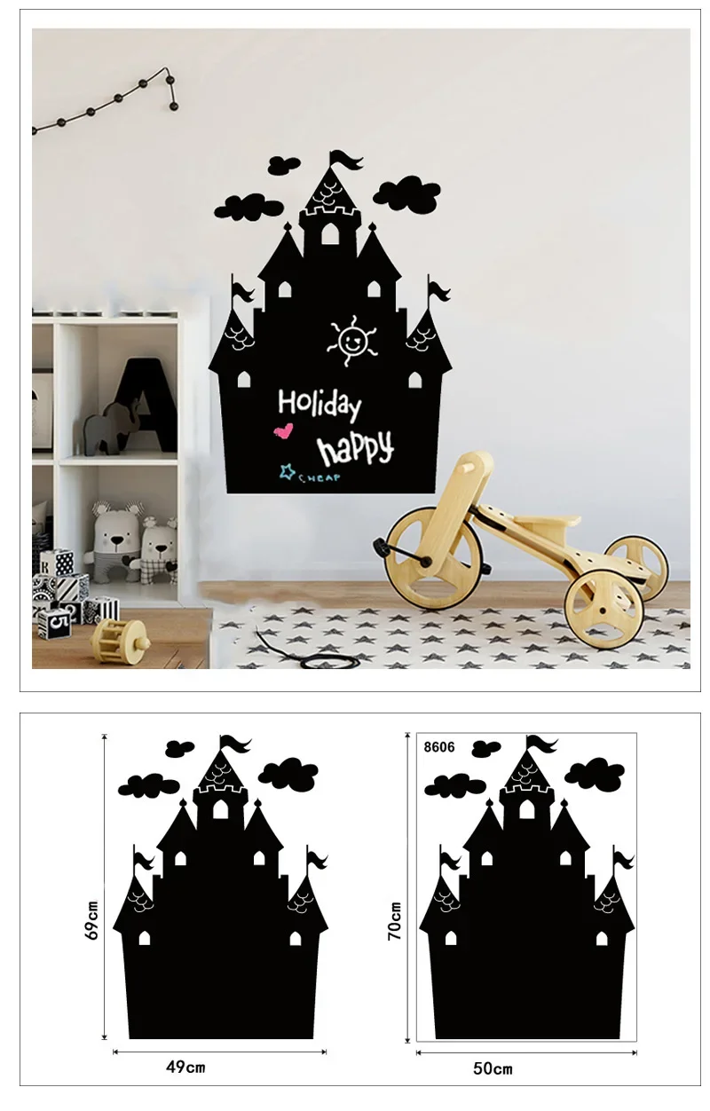 PVC Cute Removable Blackboard Bulletin Message Black Board Sticker Cartoon Lovely Blackboard Cat Bear Shark Deer Pattern Sticker