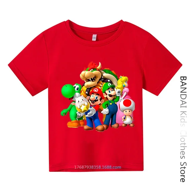 

Super Mario Tshirt Kids Fashion Baby Boy Clothes Mario Bros T-shirt Pikachu Cotton Children Tops Girls Clothing Casual Tees