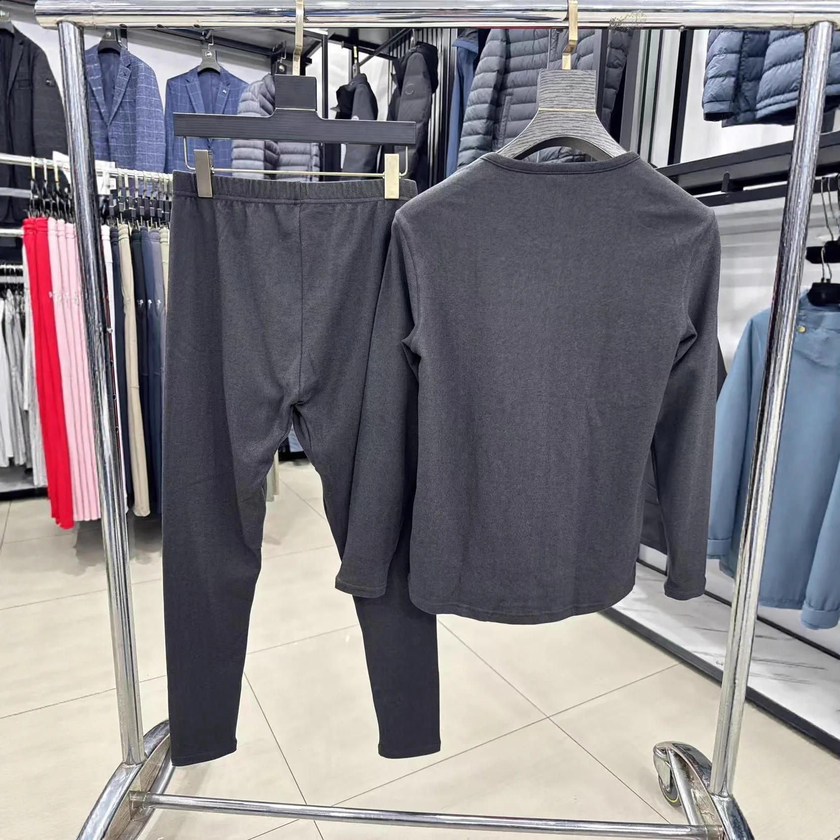 الدفء الملابس الداخلية للرجال لون بسيط مطاطا العمودي المشارب Fce الخريف ملابس الشباب عادية طويلة Sve جولة Ne #2