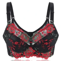 Women's Full coverage Underwired Lightly Lined bra Floral Embroidered Bra 34 36 38 40 42 44 46 48 B C D E F G H