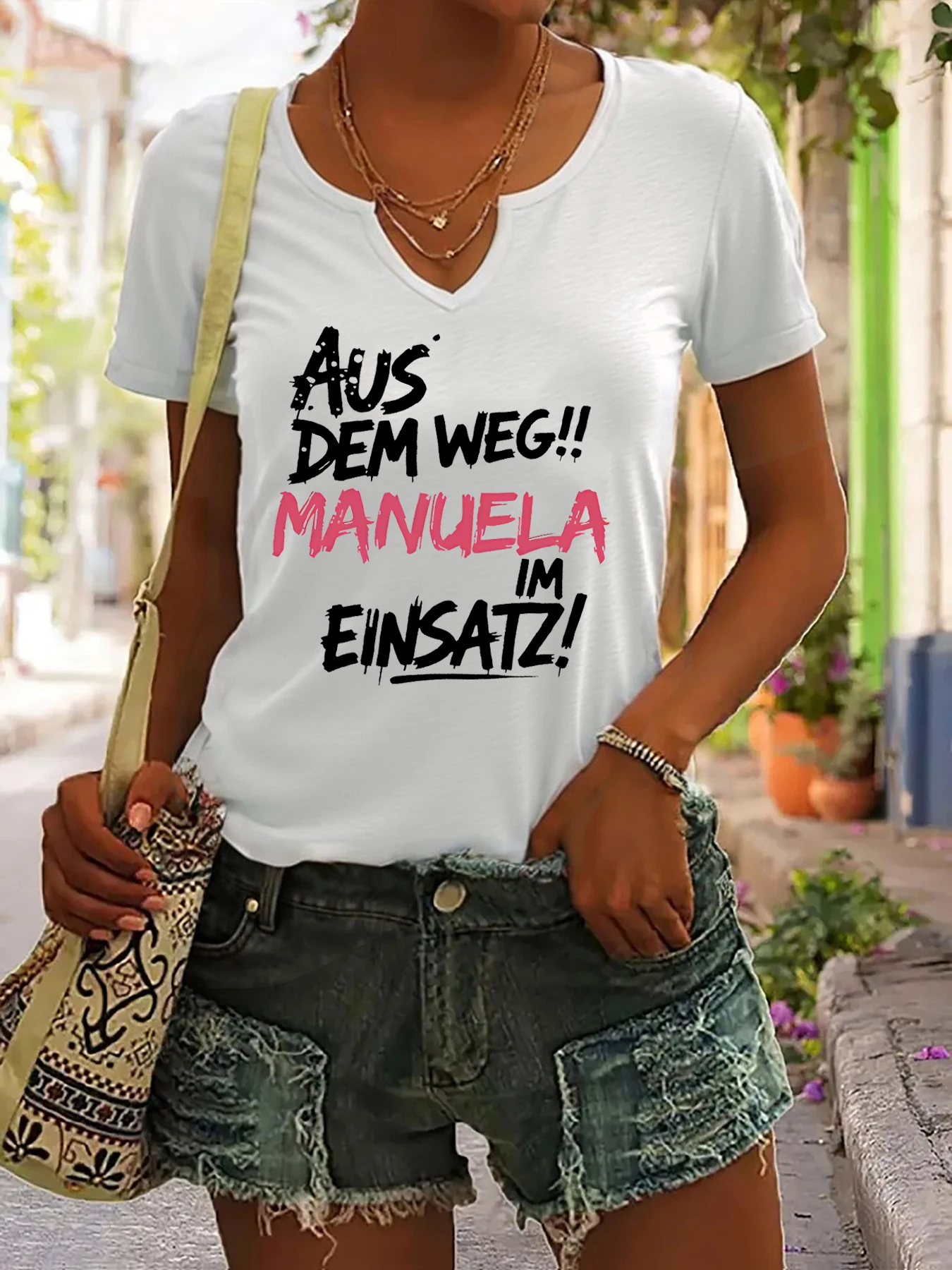 Women's Summer V-Neck Short Sleeve T-Shirt, 