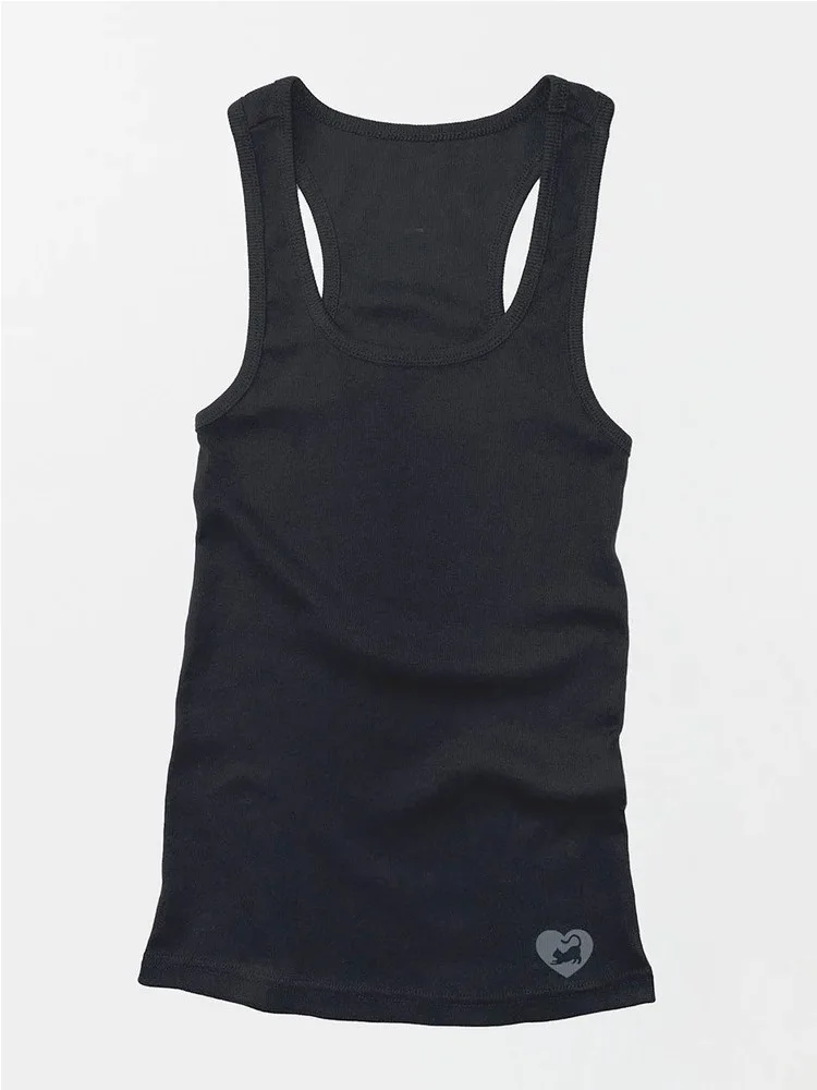 2026 Hot Pink Racerback Tanktop mit Herz-Logo, gerippt, schmal geschnitten, ärmelloses Basic-Camisole – Detail 3