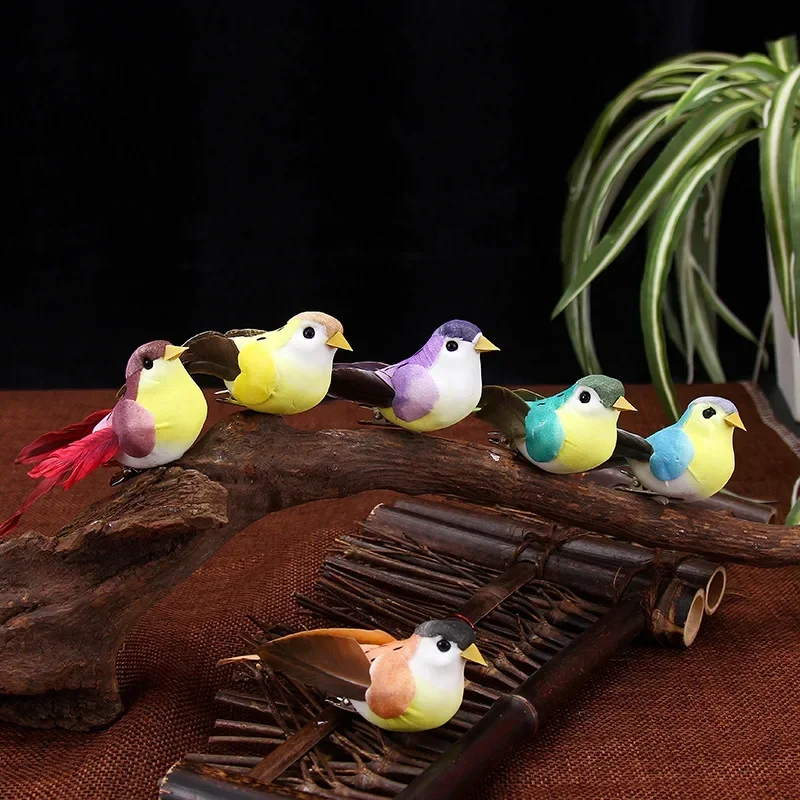 

6pcs/set Artificial Bird Fake Foam Animal Simulation Feather Birds Models DIY Wedding Home Garden Ornament Decoration